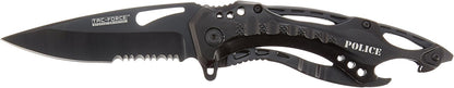 Tac-Force Folding Pocket Knife, 3.25-inch Serrated Blade, Orange Aluminum Handle, 7.75-inch Overall Length TF-705EM