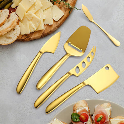 Copper Cheese Knives Set 7 Pieces Stainless Steel Kitchenware Utensils Gadgets 7 Pieces Cheese Knife,Cheese Spreader,Cheese Forks,Cheese Slicer,Cheese Cutter,Butter Knife