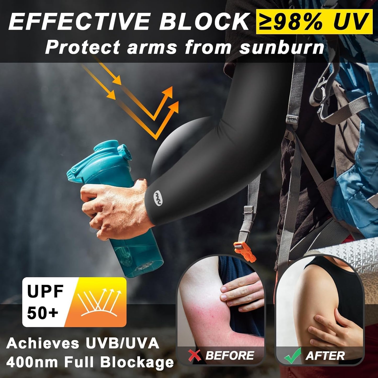 UV Sun Protection Arm Sleeves for Men Women, UPF 50+ Cooling Sun Sleeves to Cover Arms Sports Compression Covers