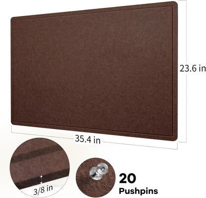 Lightomorrow Bulletin Board, 36 x 24 inches Felt Board - Decorative Pin Board, Cork Board Alternative for Wall, 3' x 2' Foldable Self-Adhesive Vision Board Prayer Board with 20 Pushpins - Black