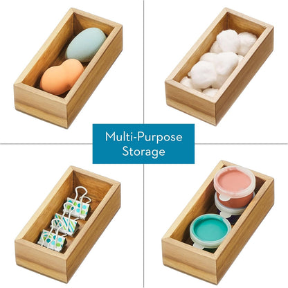 iDesign Acacia Wood Kitchen Drawer Organizer - Set of 3 - Natural