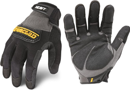 Ironclad Heavy Utility Work Gloves HUG, High Abrasion Resistance, Performance Fit, Durable, Machine Washable, (1 Pair), MEDIUM, Black & Grey