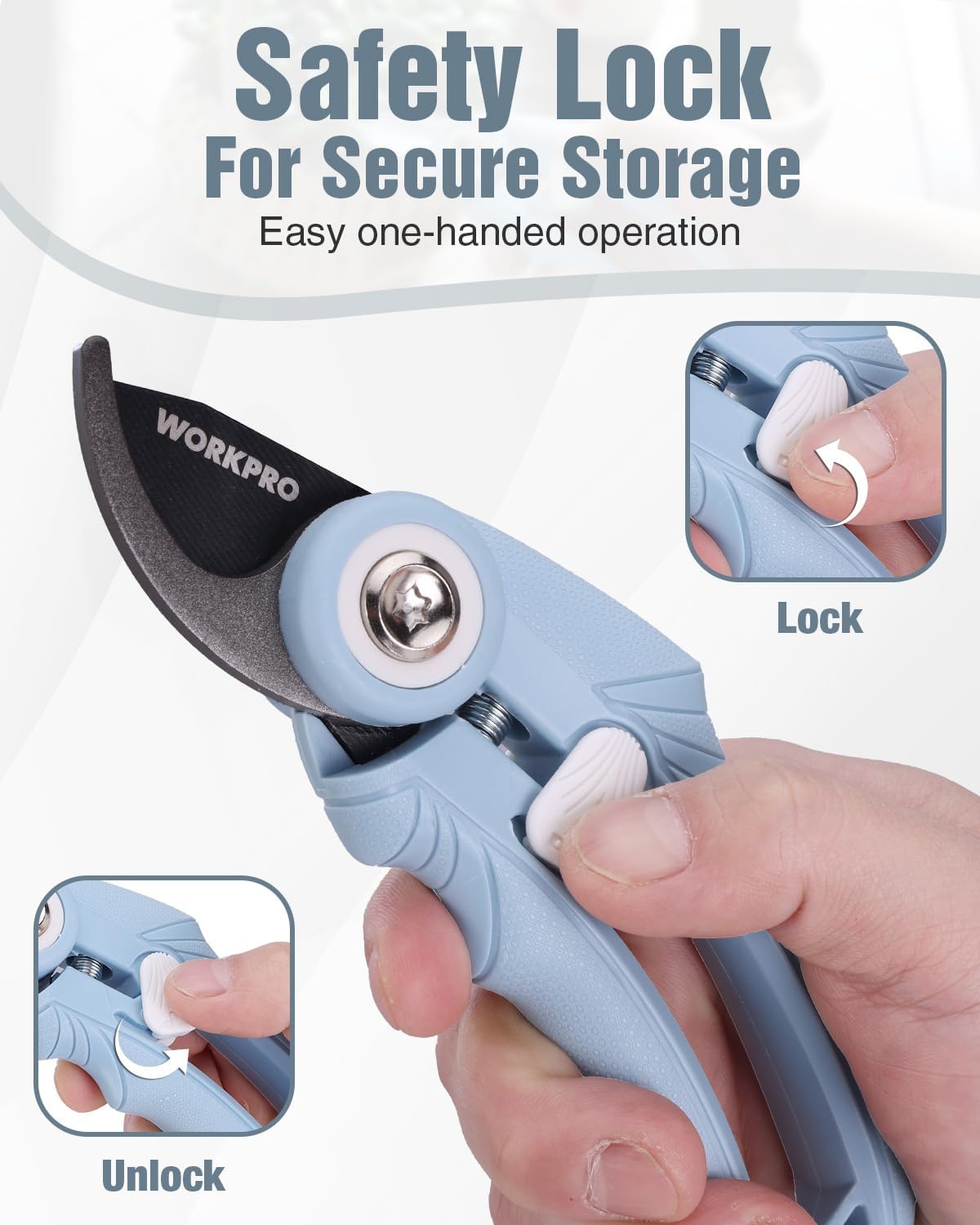 WORKPRO 6.9" Bypass Pruning Shears, Gardening Scissors with Sharp SK5 Steel Blade, Handheld Garden Floral Clippers for Rose, Plants, Flowers, Fruits Trees, Gardening Gifts for Women & Men, Green