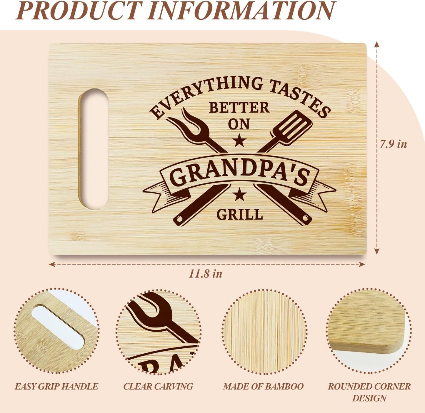 Best Dad Ever Bamboo Cutting Board, Grilling Gift For Men, Funny Charcuterie Boards for Home Kitchen Decor, Father's Day Birthday Gifts for Dad from Daughter Son -047