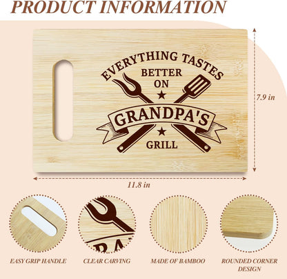 Best Dad Ever Bamboo Cutting Board, Grilling Gift For Men, Funny Charcuterie Boards for Home Kitchen Decor, Father's Day Birthday Gifts for Dad from Daughter Son -047