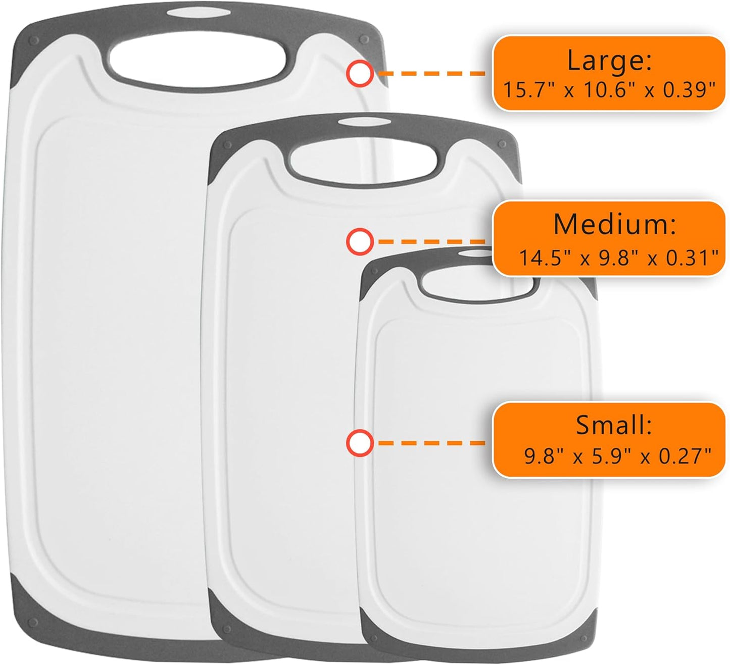 Large-Small Marble Cutting Boards Set of 3, Non Slip, Dishwasher Safe (Black)