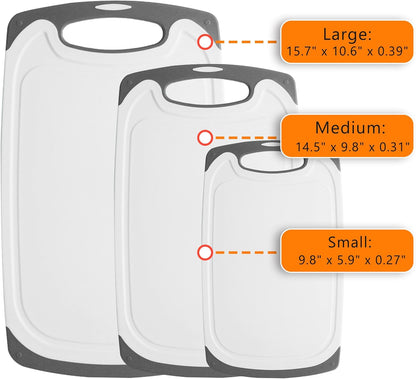 Large-Small Marble Cutting Boards Set of 3, Non Slip, Dishwasher Safe (Black)