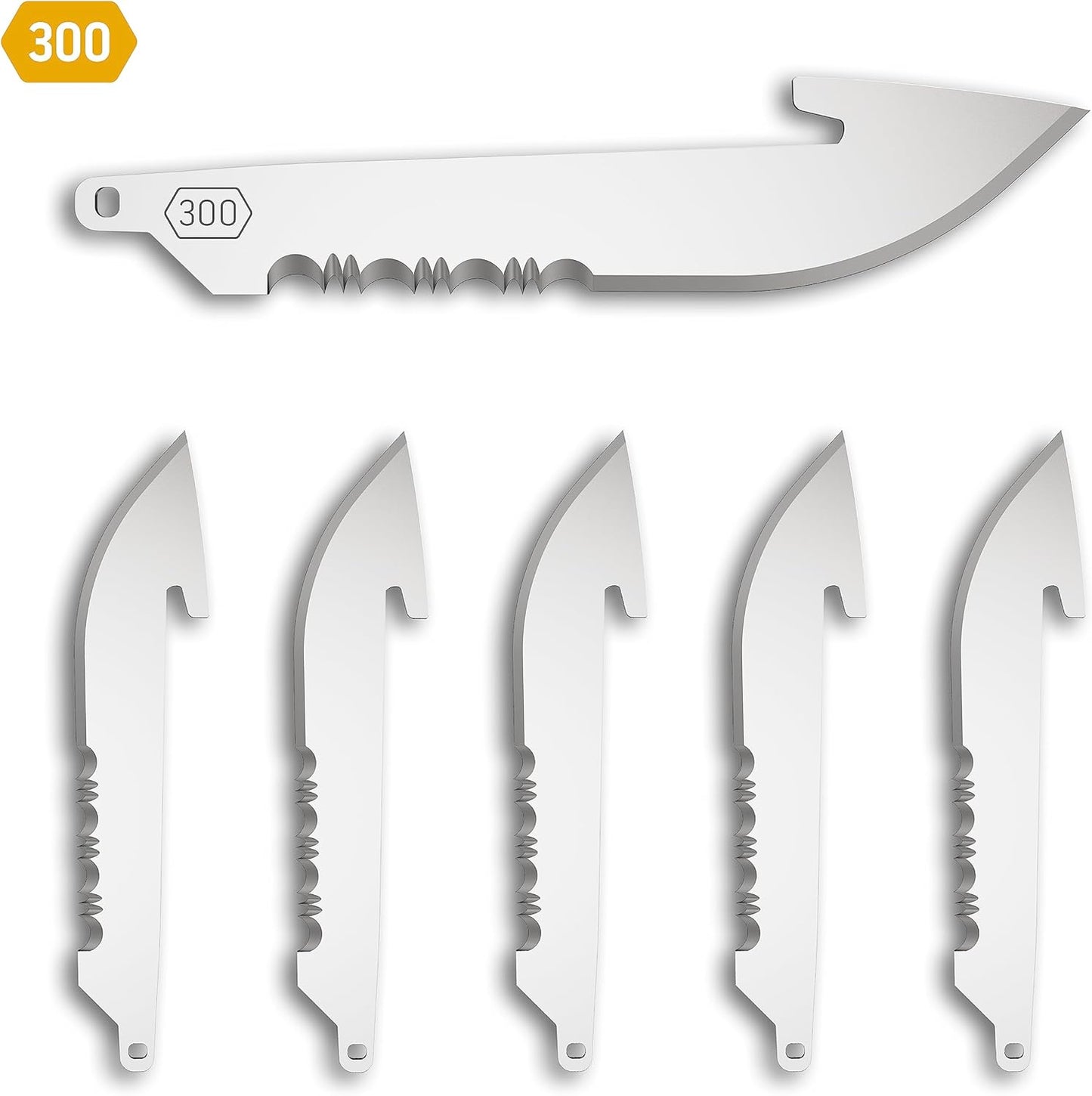 OUTDOOR EDGE 3" Replacable Combo Blade Pack - 2 Stainless Steel EDC Drop-Point Blades & 2 Stainless Steel Serrated Drop-Points - Compatible 3" Razor Blade Knives