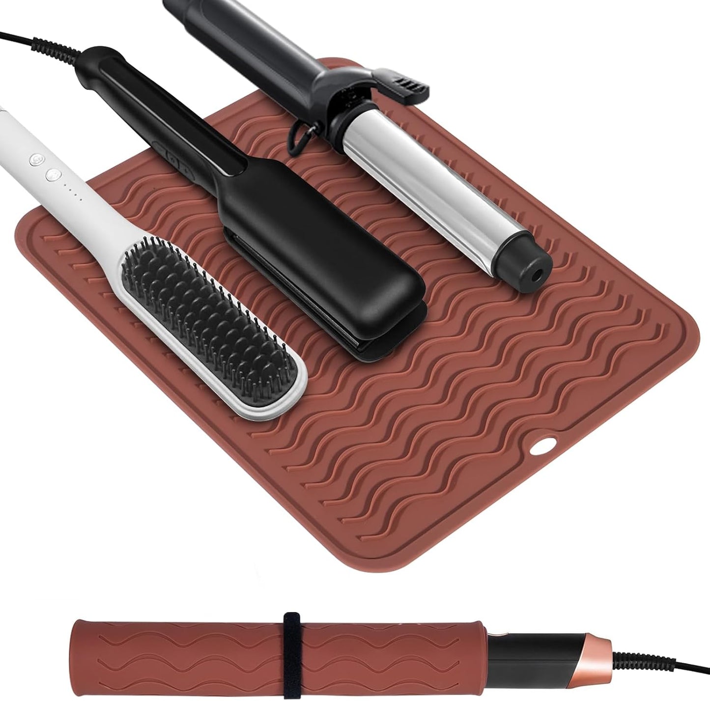 Heat Resistant Mat Oversize Curling Iron Mat Silicone Hot Hair Tools Mat for Hair Straightener,Flat Irons,Hair Styling Tools Countertop protection Portable Travel Mat 14.2" x 11"