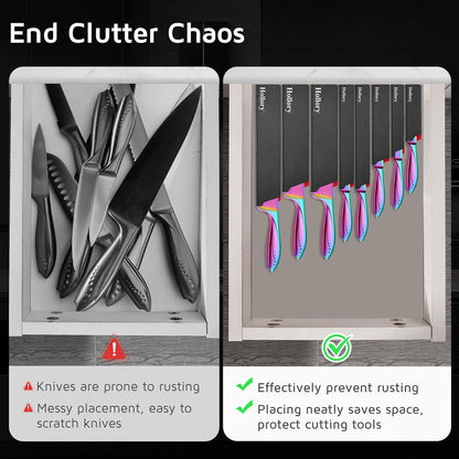 Kitchen Knife Guards Set, Universal Blade Covers, Abs Plastic BPA-Free Blade Protector with Velvet Lining, Professional Kitchen Knife Storage Solution for Home Cooks, Black (2 Pcs)