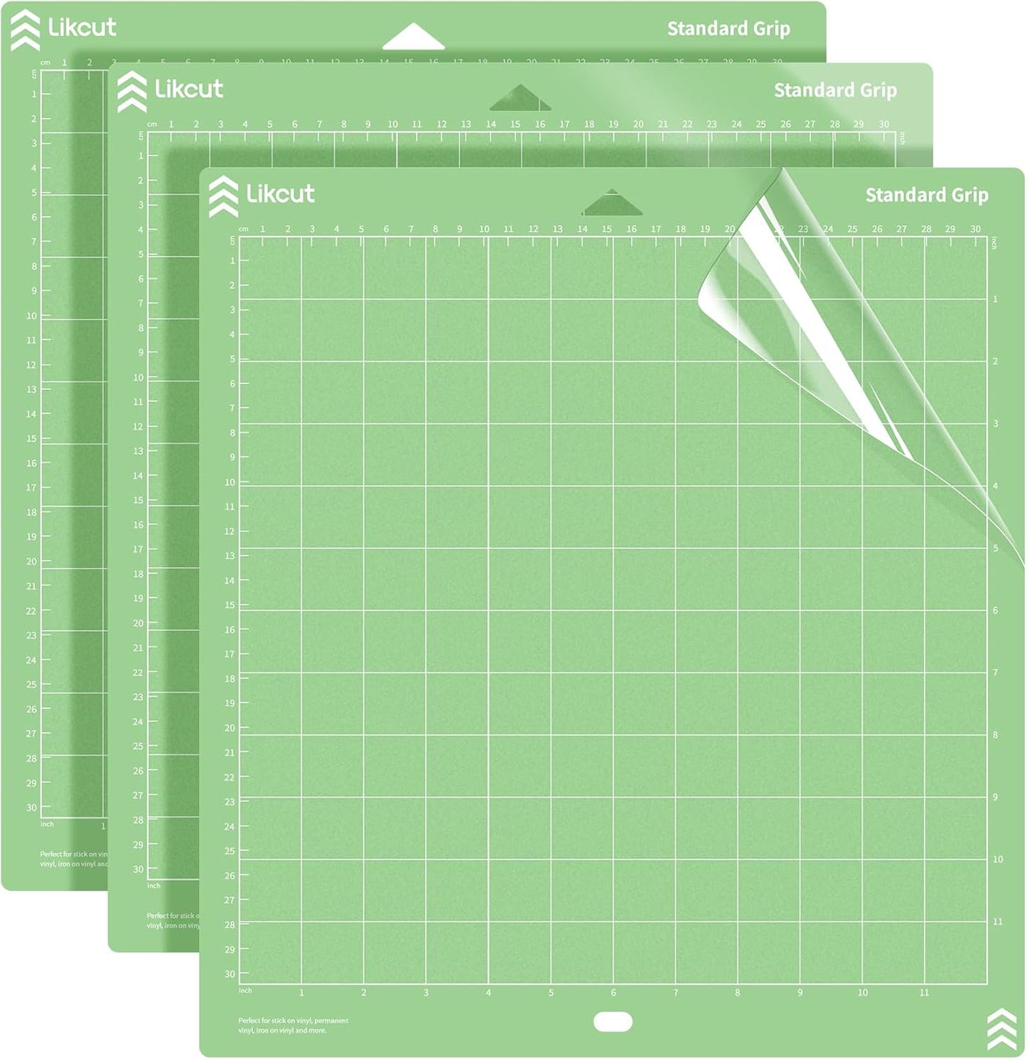 Likcut Cutting Mat for Glee S501 Cutter, 4.5" X 6.5" Standard Grip Mat for DIY Crafty, 3 Packs Likcut Accessories Mats, Adhesive Sticky Green Quilting Replacement Cut Mats for Iron On, Vinyl and More
