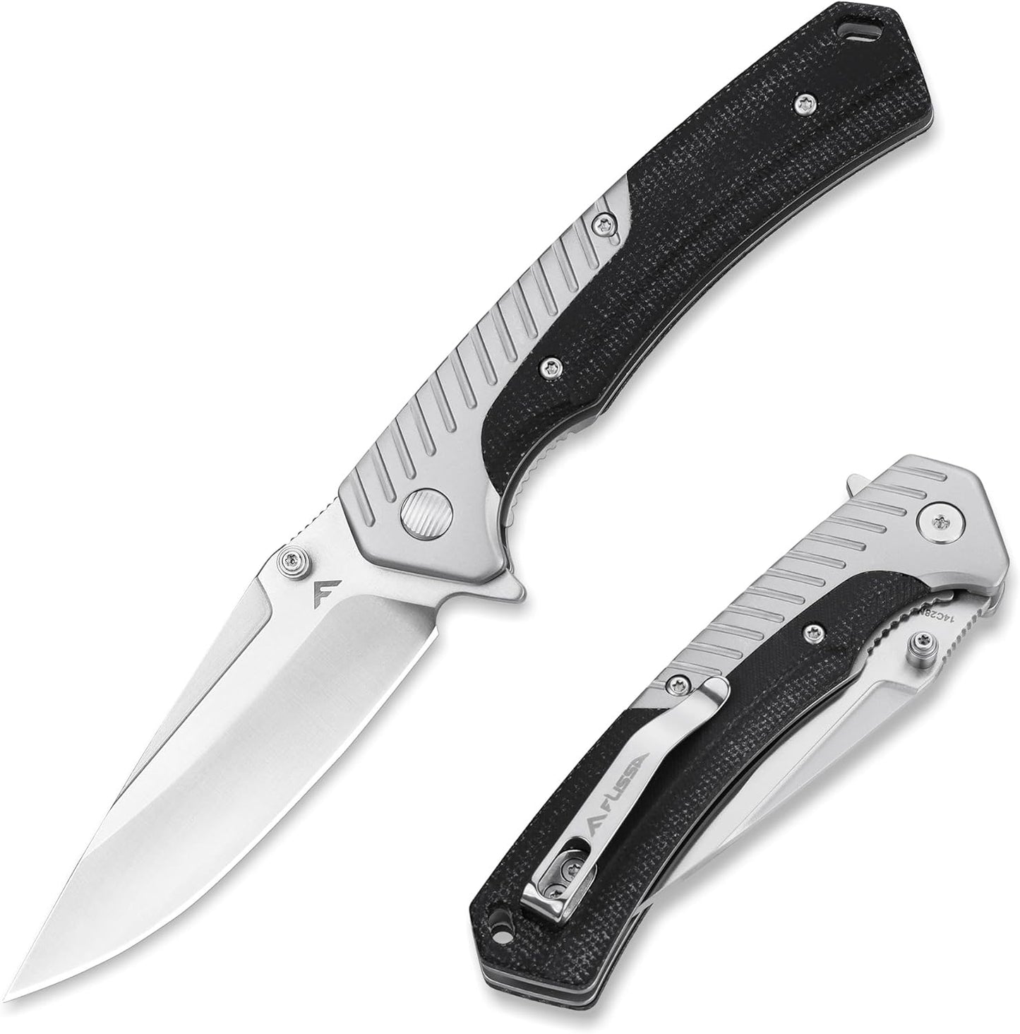 FLISSA Pocket Knife with 3.35" 14C28N Steel Blade, Liner Lock Folding Knife with Wooden Handle for EDC, Camping, Hiking, Outdoor Activities, Gift for Men and Women