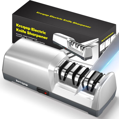 Electric Knife Sharpener for Kitchen Knives, Professional 3-Stages with 100% Diamond Abrasive, 15-Degree EdgeSelect Angle & Fast Sharpening, Repair, Restore, Polish