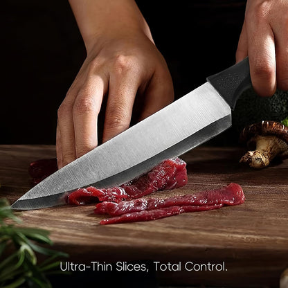 Knife set, 7-piece high-end kitchen knife set, with universal knife holder, rust proof and non stick high carbon stainless steel kitchen special sharp chef knife, can be placed in dishwasher