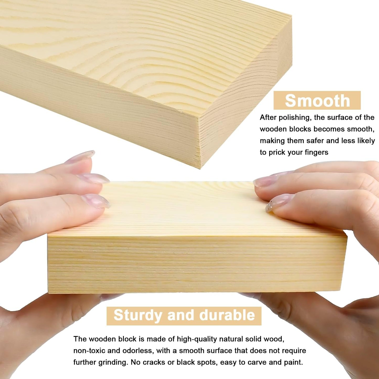 4 Pcs Unfinished Pine Wood Blocks, 3x10x1 Inch Wooden Block, Wood Carving Blocks for Crafting Home Crafts DIY Supplies Carving Crafting