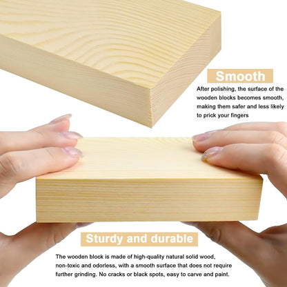 4 Pcs Unfinished Pine Wood Blocks, 3x10x1 Inch Wooden Block, Wood Carving Blocks for Crafting Home Crafts DIY Supplies Carving Crafting