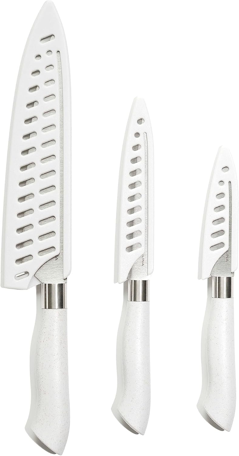 DURA LIVING 14-Piece Color-Coded Knife & Cutting Board Set – Razor-Sharp Stainless Steel Blades with Blade Guards, 4 Multi-Color Flexible Cutting Mats
