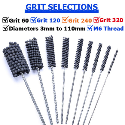Garhgi 0.177" (4.5mm) Cylinder Hone Brush, 240 Grit Silicon Carbide Abrasive Nylon Spheres for Metal Stainless Steel Cast Iron Deburring Deglazing Surface Finishing Small Diameters