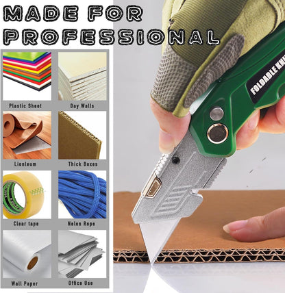 10Pcs Folding utility Knives & 30Pcs Blades Set for Crafts, Heavy Duty Retractable Box Cutters, Exacto Knife, Paper Cutter (Heavy Utility Knife)