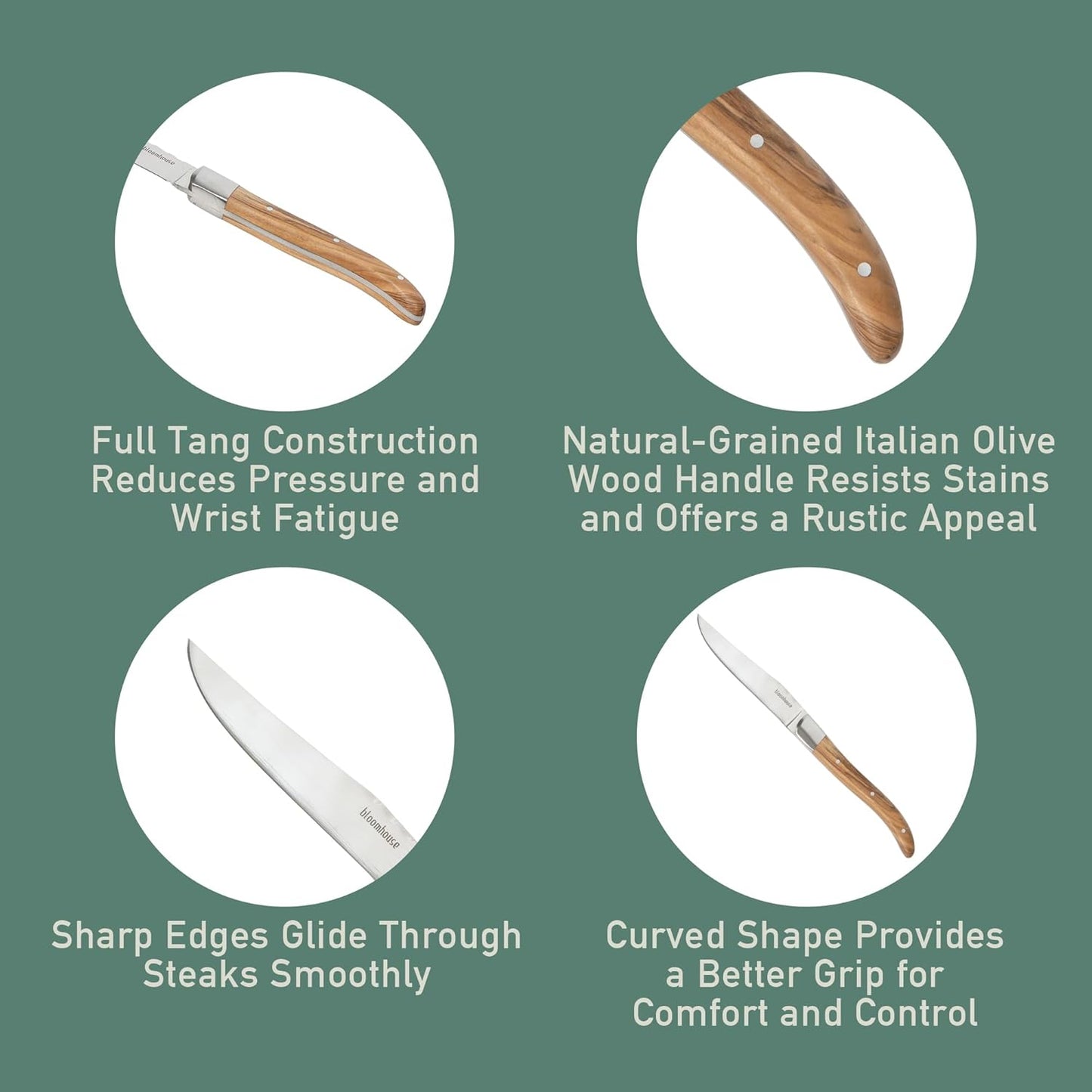 Bloomhouse - Two Time Oprah's Favorite Things Winner - 5" Utility Boning Kitchen Knife German Stainless Steel Blade w/Forged Italian Olive Wood Handle Full Tang for Meat Poultry & Precision Cutting