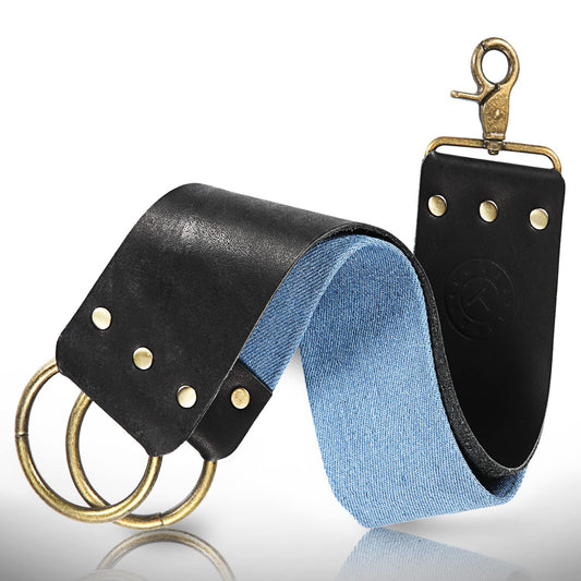 Naked Armor Straight Razor Leather Strop - 2.5" x 15" Cow Leather Razor Blade Sharpener with Brass Hooks, Brown