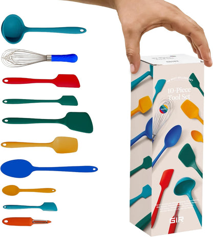 GIR: Get It Right 5 Piece Silicone Ultimate Kitchen Utensils Set - Ladle, Spatula, Flip, Spoon & Spoonula - Non-Toxic Cooking Utensils for Nonstick Cookware, Cooking and Baking - Red
