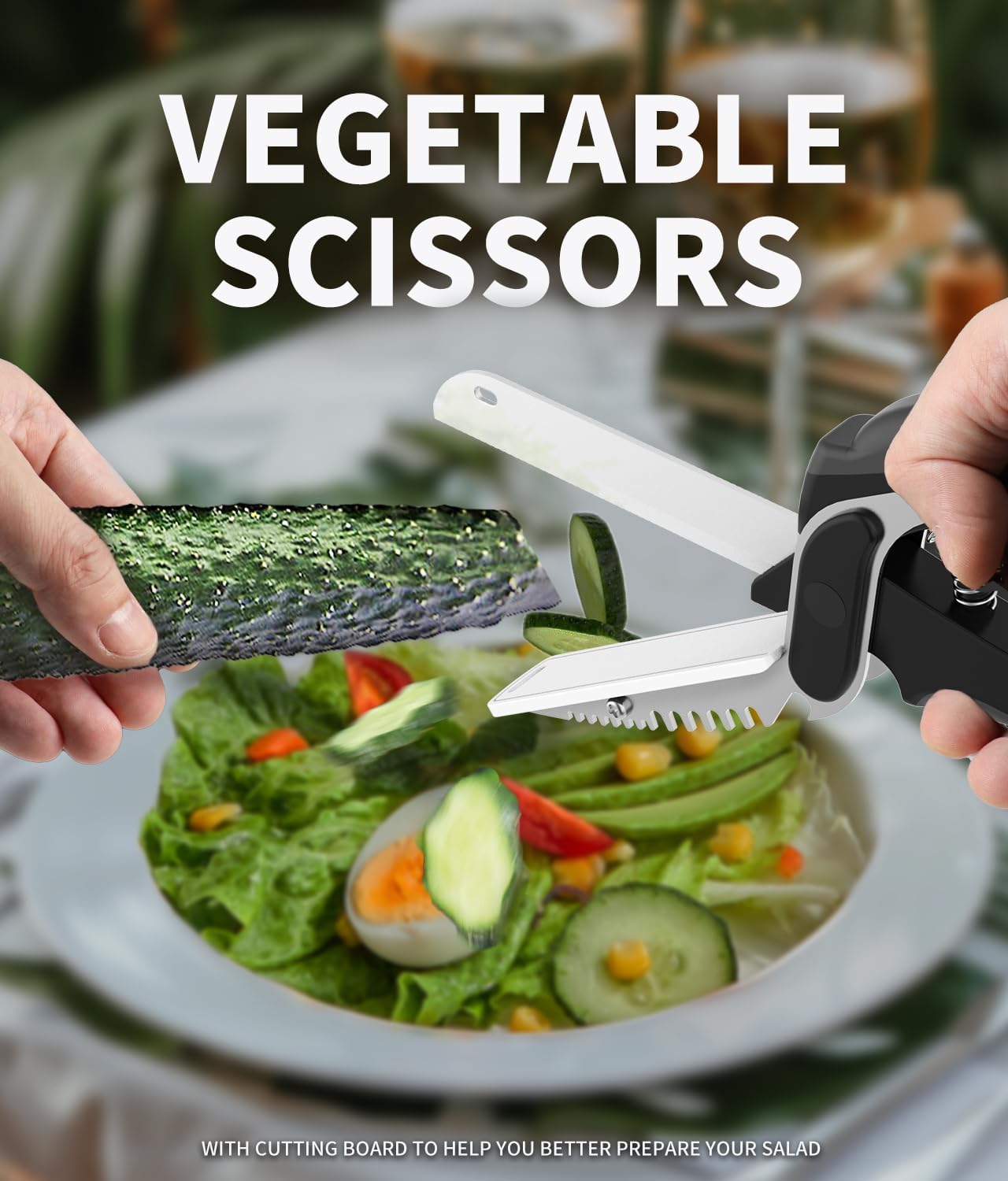6 in 1 Kitchen Scissors for food,Tomato Knife Chops Cutting Board Scissors with Safety Lock，Detachable kitchen shears for food Meat Cheese Vegetable Fruit, Dishwasher Safe