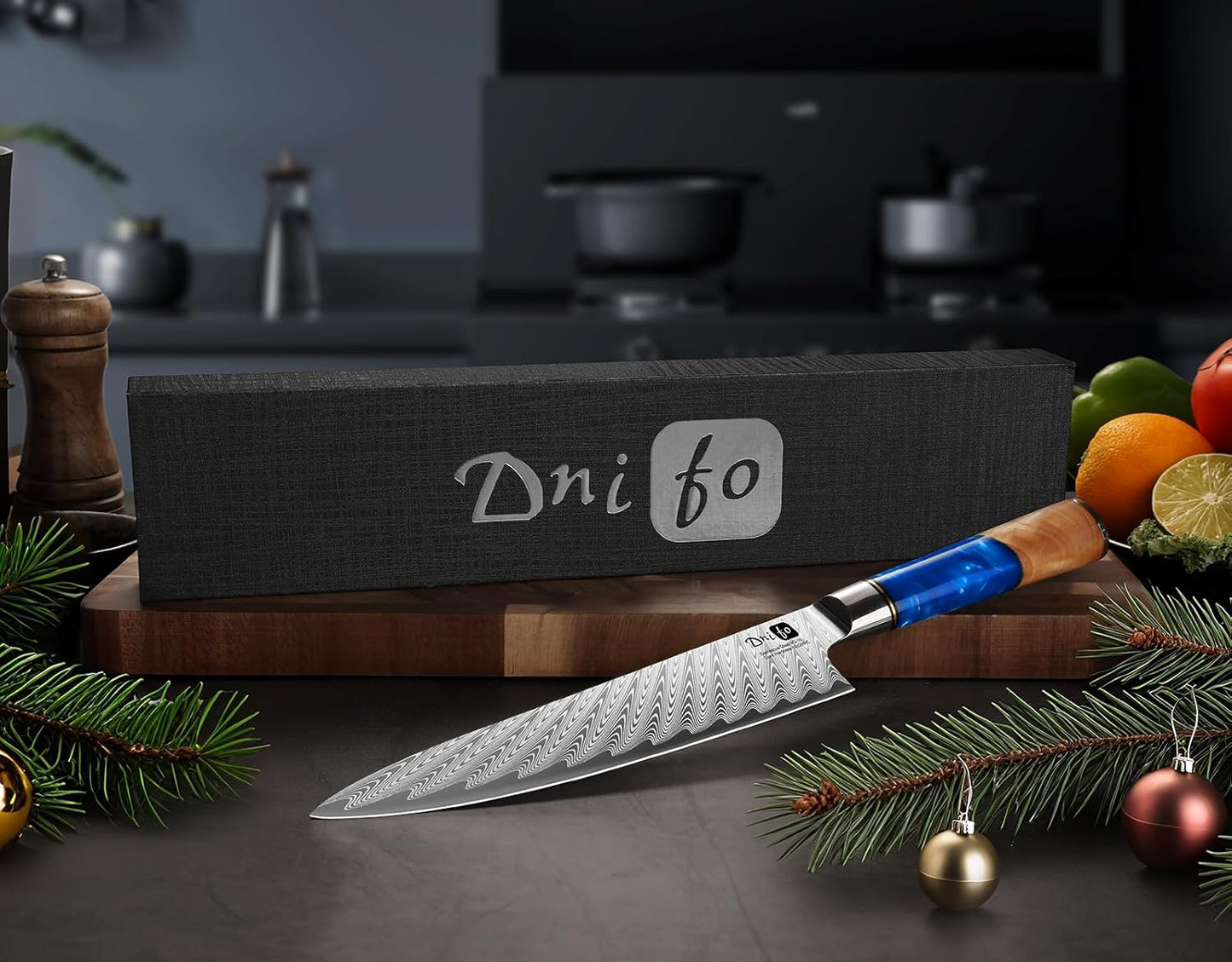 5 Pieces Damascus Knife Set, Japanese Chef Knife Set with Galaxy Pattern Resin Handle, 67-Layers Damascus Steel, Gift Box Included 5" Paring, 6" Boning, 7" Santoku, 8" Chef & 8" Bread Damascus Knives