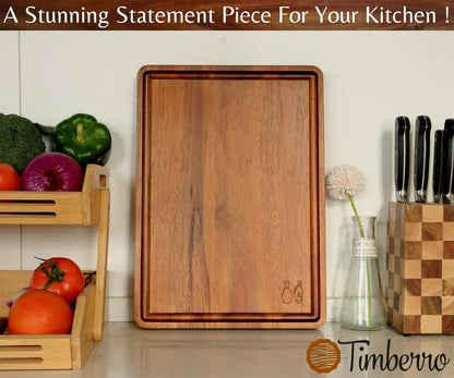 Acacia Wood Cutting Board (10x7x0.8 In.) - Small Mini Wooden Bar Steak and Cheese Chopping Boards for Kitchen with Juice Groove, Tiny Rustic Carving Breadboard for Serving Lime with Handle
