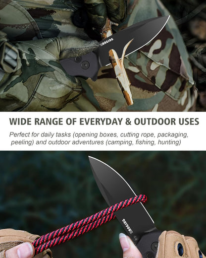 Pocket Folding Knife(EDC)- With 2.99” 8Cr14MoV Steel Blade and G10 Handle,- Lightweight Folding knives with Clip for Camping, Hiking, Hunting Survival Multi-Knife (Green)