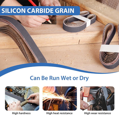 1x30 Inch Silicon Carbide Sanding Belts, 4 PCS Each of 80,120, 240, 400, 800,1000 Grits Knife Sharpening Belt Kits for 1 x 30 Inch Belt Sander, 24 Pack