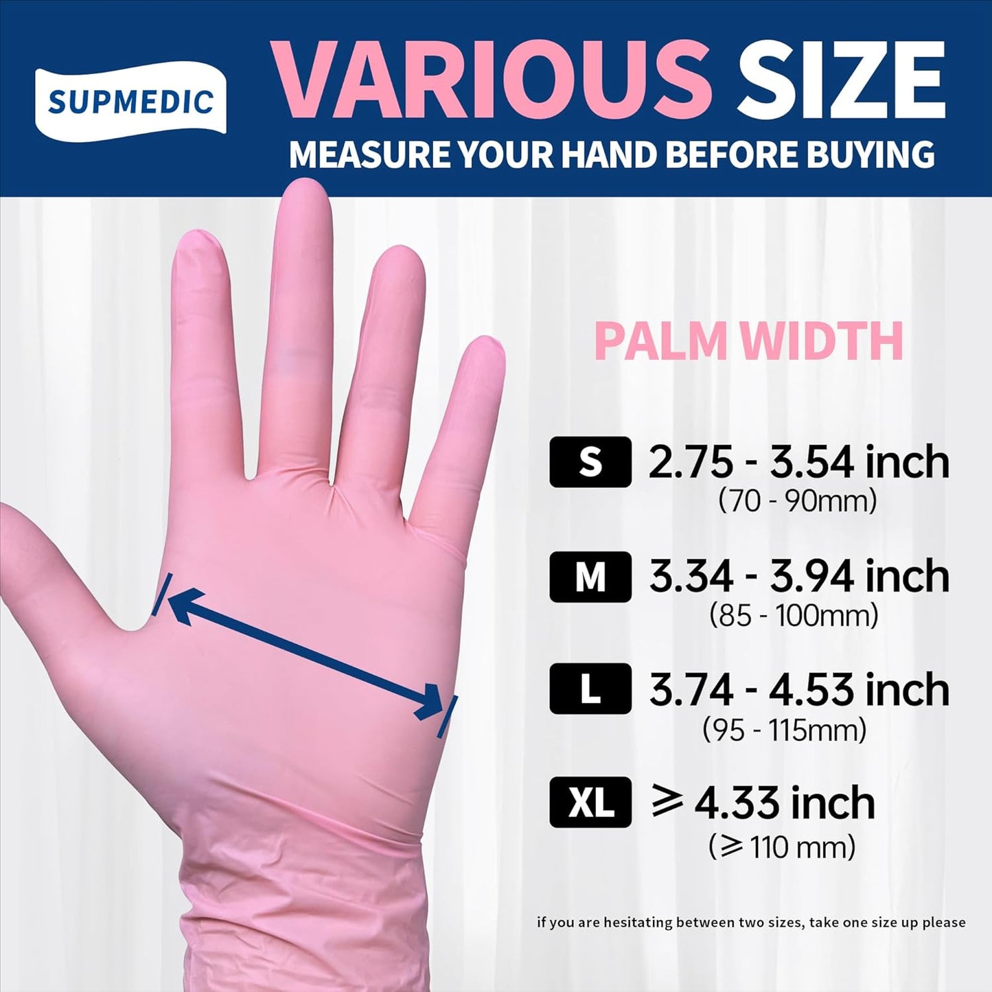 Supmedic Medical Nitrile Exam Gloves, 3.5 mil Powder-Free Food-Safe Disposable Glove for Cooking Cleaning Esthetician 100 Pcs