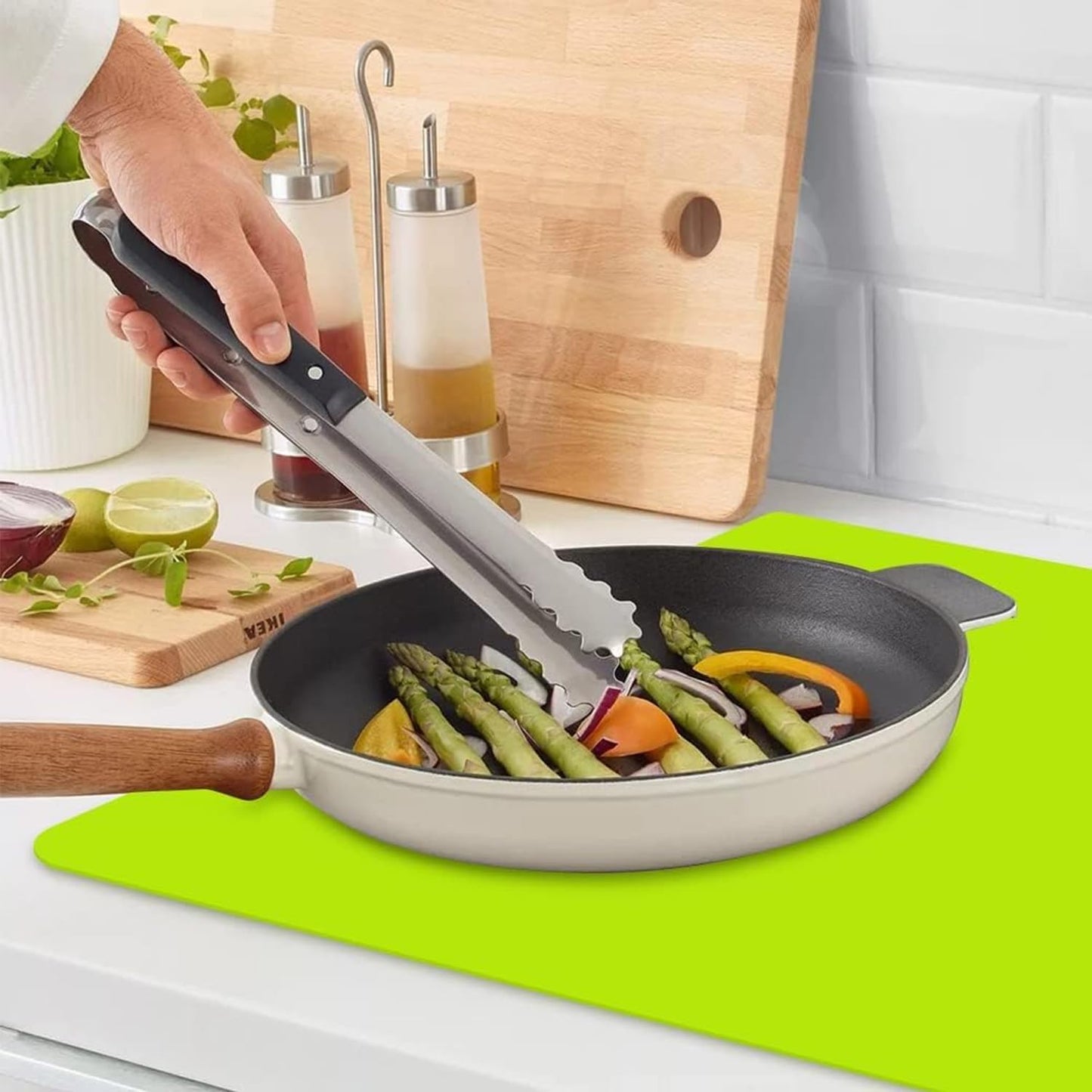 Extra Large Dark Green Countertop Mat - Silicone Table Kitchen Desk Mat - Non-Slip & Heat Resistant - Dinner Placemat Pastry Dough Rolling Mat - Colors B