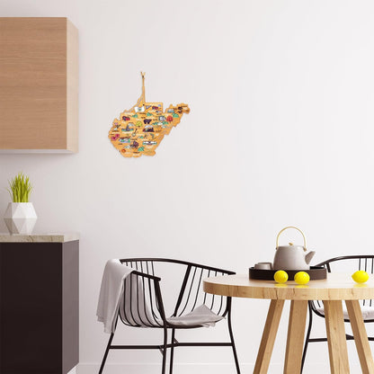 Totally Bamboo Tennessee State Shaped Cutting Board and Charcuterie Serving Platter with Artwork by Fish Kiss, Includes Hang Tie for Wall Display - Colors B