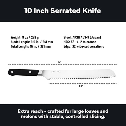 Misen Serrated Bread Knife - High-Carbon Japanese AUS8 Steel - Perfect for Soft Foods, Bread, Pastries, and Fruits - Verstatile Slicer, Razor-Sharp Edge, Durable Blade, Ergonomic Handle - 5", Blue