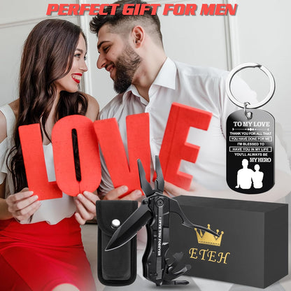 Gifts for Men Him Dad Boyfriend,Multitool Pocket Knife for Men,Anniversary Christmas Gifts for Birthday,Hiking Camping Knife with Screwdrivers Pliers Bottle Opener