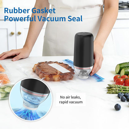Handheld Vacuum Sealer, Sous Vide Vacuum Pump, Rechargeable Hand Held Vacuum Sealer for food Storage, Camping, Sous Vide, Reusable Vacuum Bags Compatibility, White(Pump Only)
