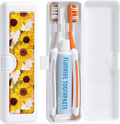 Toothbrush Travel Case - Colorful Pattern, Holder and Covers for Toothbrushes, Includes Tongue Scraper Case