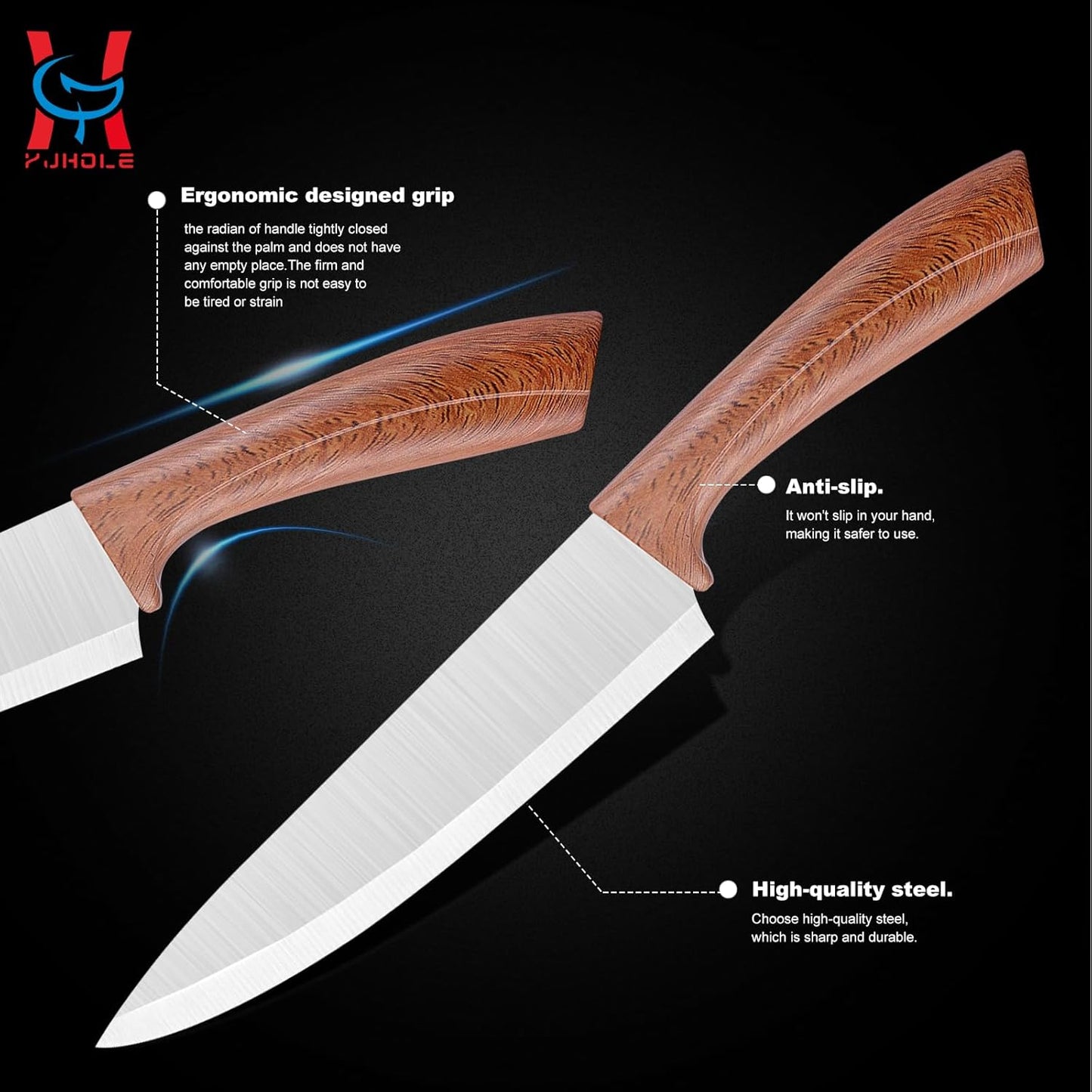 Professional 6-Piece Kitchen Knife Set with Acrylic Block - Knives Set for Kitchen, Universal Knife Block, Utility Knife Block Set, New Home Essentials, Apartment Essentials, Dishwasher Safe