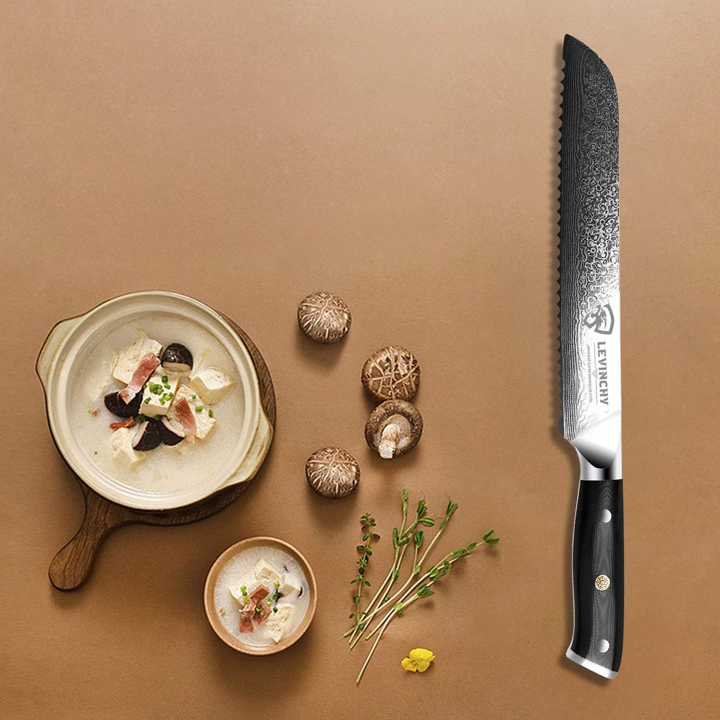 8 inch Japanese Gyuto Chef Knife, 440C Japanese Damascus Steel, Ultra-durable Steel with Superior Blade Retention, Professional Hand Forged Cooking Knife, Professional Chefs and Home Cooks