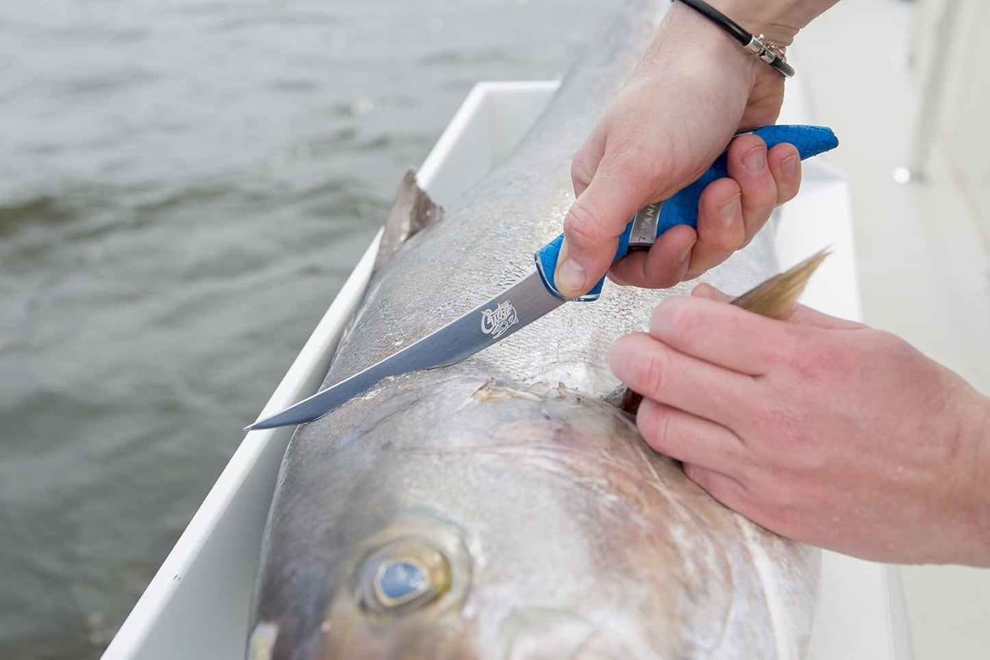 CUDA 9" Fillet Flex Titanium Bonded Corrosion Resistant Stainless Steel Blade Fish Knife with Precision Ground Flex Edge & Non-Slip Scale Pattern Grip | For Freshwater & Saltwater Use