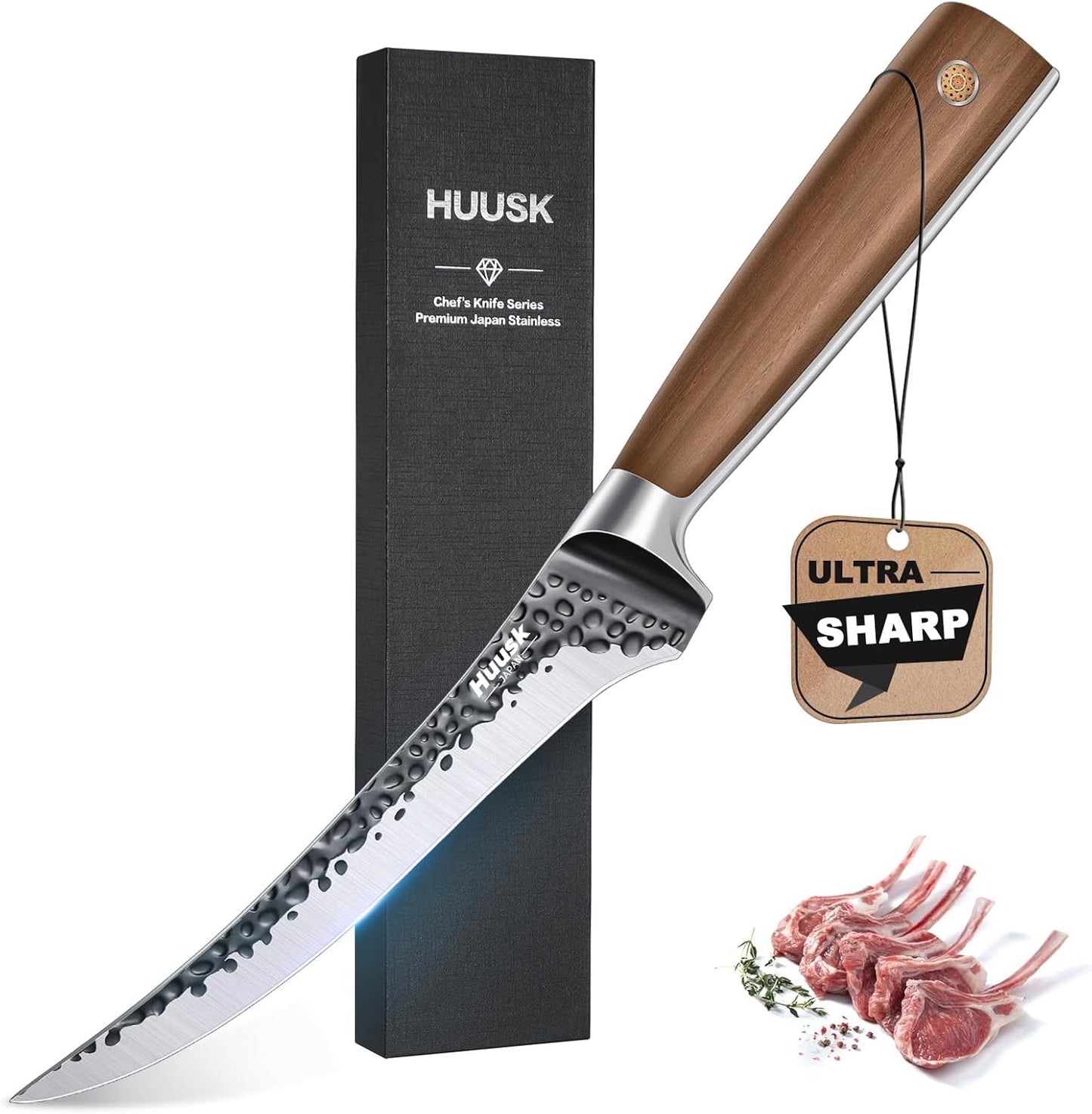 Huusk Kitchen Utility Knife 5.5" Paring Knife Ultra Sharp High Carbon Steel Tomato Knives Japan Chef Knife Multipurpose Kitchen Knife for Fruit and Vegetable with Premium Present Box