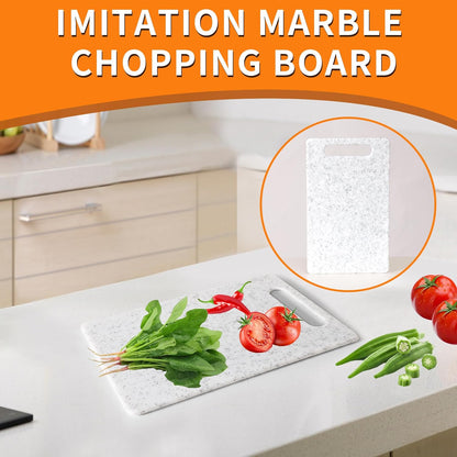 2 Pcs Cutting Board for Kitchen Small Mini Plastic Granite Color Cutting Board Dishwasher Safe Cutting Boards for Food Prep, Fruits, Vegetables with Easy Grip (6" x 10",White)
