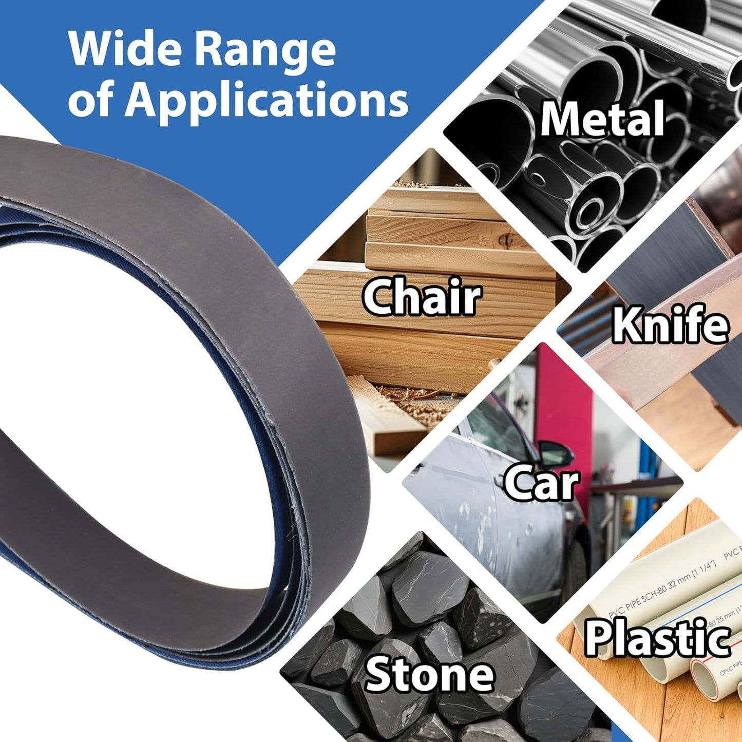 1x30 Inch Silicon Carbide Sanding Belts, 4 PCS Each of 80,120, 240, 400, 800,1000 Grits Knife Sharpening Belt Kits for 1 x 30 Inch Belt Sander, 24 Pack