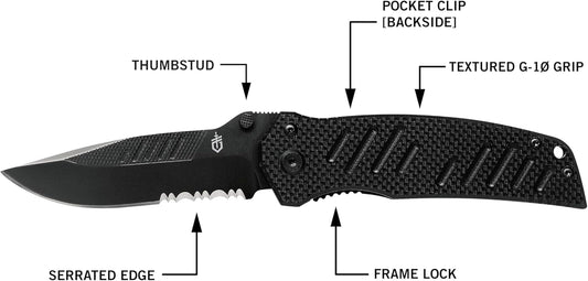Gerber Gear Swagger Knife, Serrated Edge, Drop Point [31-000594]