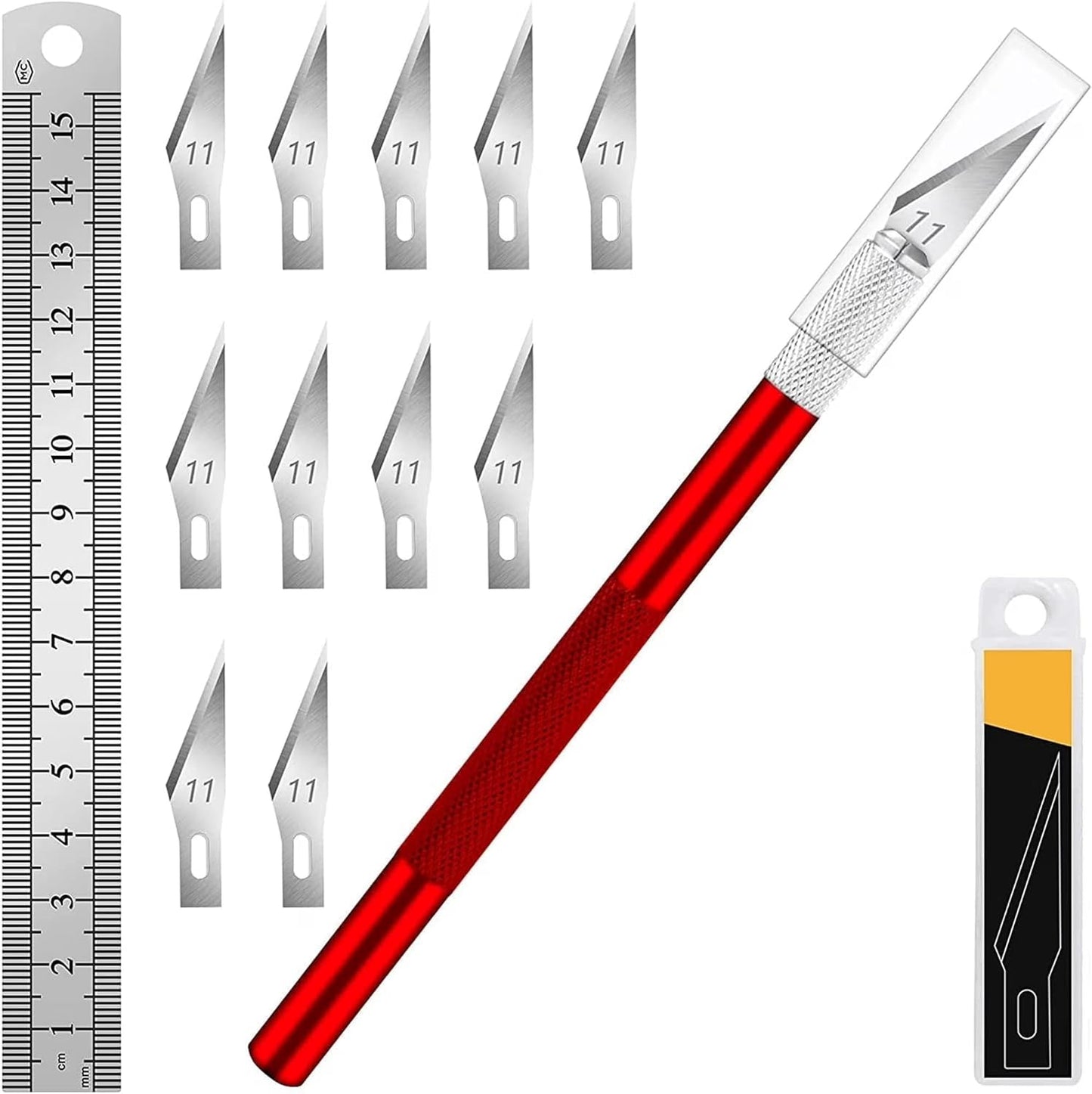 DIYSELF Craft Knife with 10 Extra #11 Blades, Precision Hobby Knife Set with Steel Ruler, Exacto Knife for Crafting, Polymer Clay, Pottery, Paper, Vinyl, Stencil & Model Making (Purple)