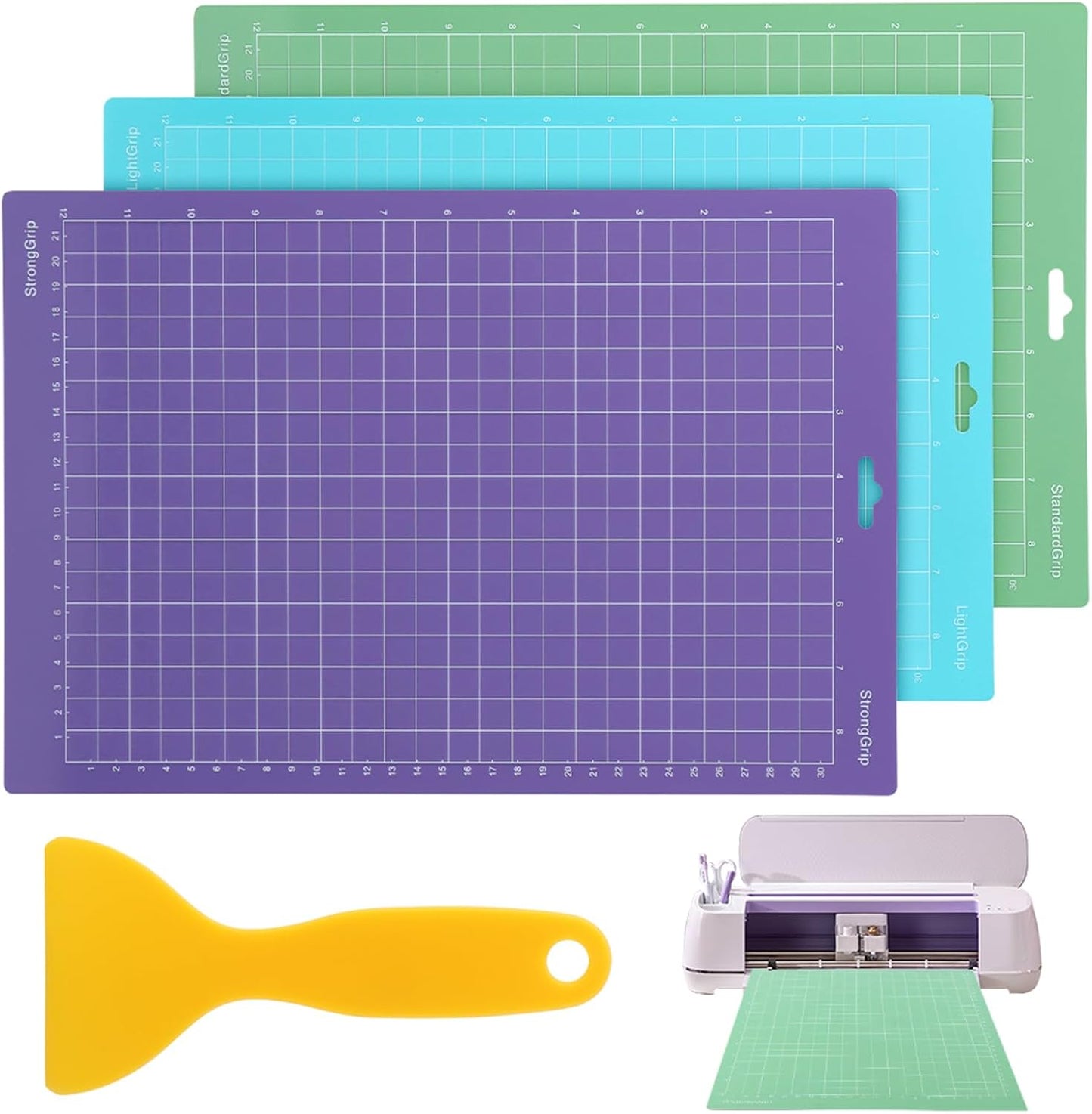 Cutting Mats for Cri-cut Joy Xtra,13.98”x9.45” Standard Grip Machine Mat with Scraper, 3pcs Variety Adhesive Cutting Mats for Crafts Quilting, Sewing(COLOR:colorful)