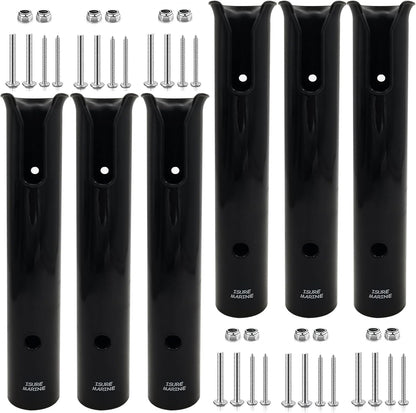 ISURE MARINE Fishing Rod Holder Bracket Wall Mounted Boat Side Mount Tool Holder Tube Links with Screws 2/3/4/6 Pole Tube (White/Black)