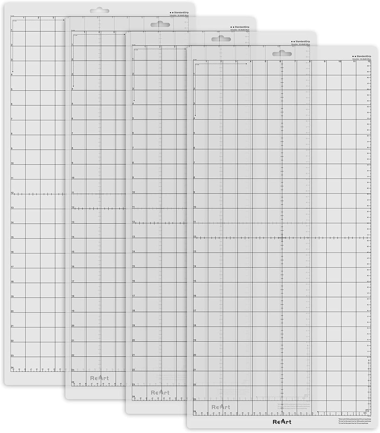 ReArt Standard Grip Cutting Mat for Silhouette Cameo 4/3/2/1-4 Packs 12" x 12" Adhesive Cut Mat Replacement Set Matts Vinyl Craft