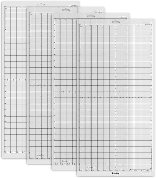ReArt Standard Grip Cutting Mat for Silhouette Cameo 4/3/2/1-4 Packs 12" x 12" Adhesive Cut Mat Replacement Set Matts Vinyl Craft